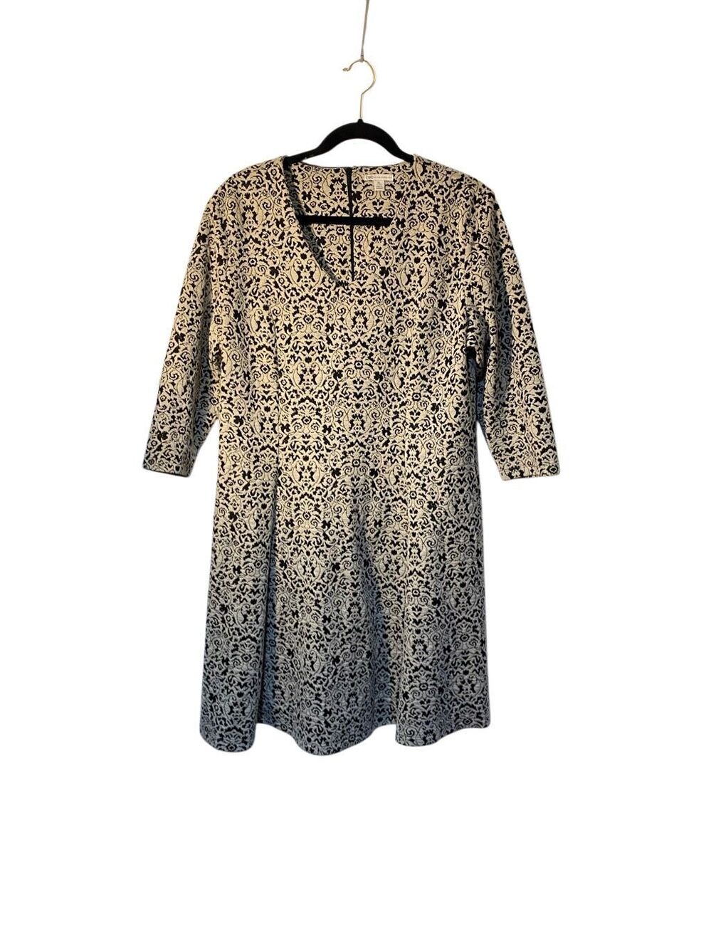 Cato women’s black and gold patterned 3/4 sleeve midi dress XL